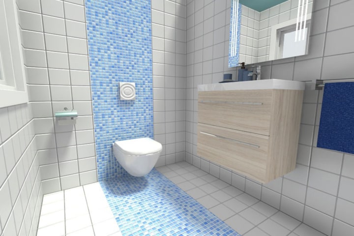 nicely tiled bathroom