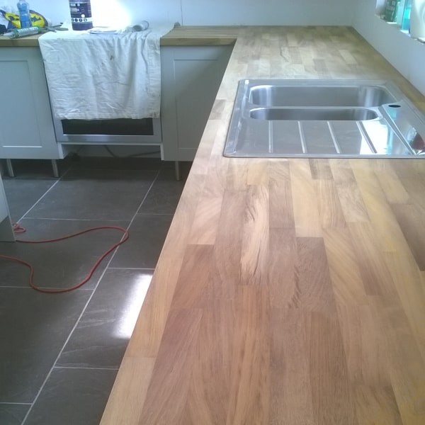 wooden kitchen top fitted by DGM