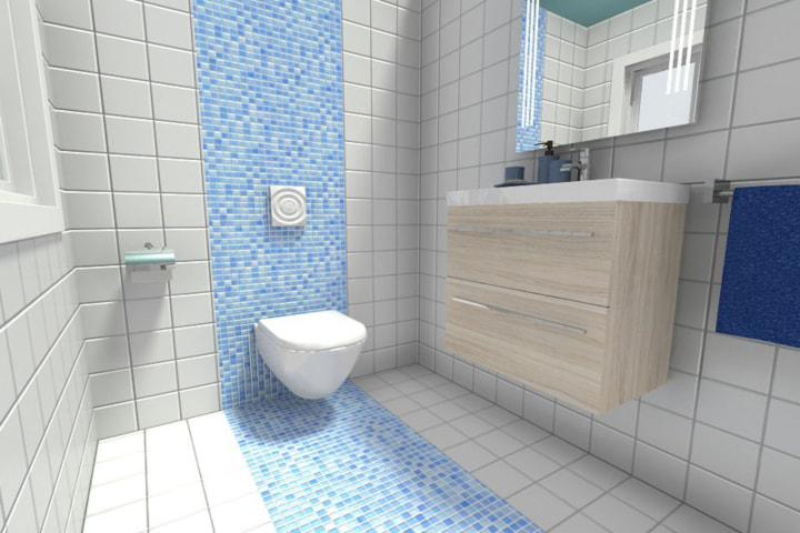 bathroom fitter in swindon, blue and white